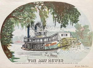 The Amy Hewes Water boat Bayou Teche Louisiana Print 1955 - Picture 1 of 3