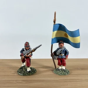 2 alte argentinische handbemalte Spielzeugsoldaten aus Metall, Argentinien Militär Miniatur - Bild 1 von 8