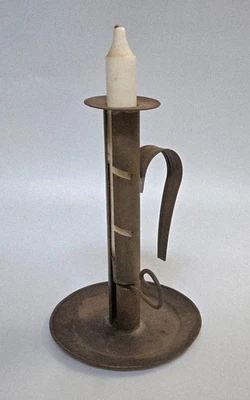 Antique 1800's Original Primitive Tin Candle Holder Adjustable Lever Height - Image 1 of 4