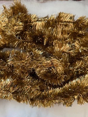 17 FEET Vintage Bronze Gold Christmas Feather Tree Tinsel Garland - Image 1 of 2