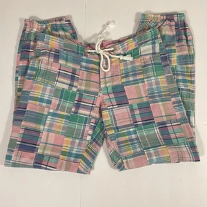 Planet Gold Women’s Patchwork Madras Plaid Pants Jogger Small Y2K Cotton - Picture 1 of 8