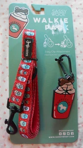 Puppuccino Frappuccino Pup Cup Sassy Woof Fabric Leash Coffee Espresso Star Clip - Picture 1 of 4