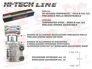 AMMORTIZZATORE ANTERIORE CARBONE "HI TECH" REGISTRABILE - CROMATO/ROSSO CARBONE - Foto 1 di 2