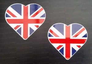 Union Jack Great Britain GB Heart Flag Vinyl Car Van Window Wall Stickers Decals - Picture 1 of 14