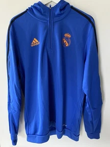 REAL MADRID ADIDAS AEROREADY KAPUZENSWEATSHIRT TRAININGSSHIRT BLAU GRÖSSE L NEU - Bild 1 von 5