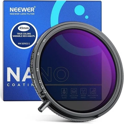 NEEWER 49mm True Colors variabler ND&CPL Filter mit Putter, ND3-64 (1,5-6 Stops) - Bild 1 von 3