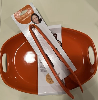 Rachel Ray Oval Platter And Lazy Tongs-Orange NWT - Image 1 of 4