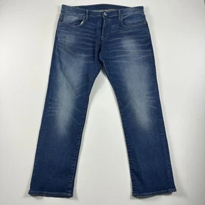 G-Star Raw Jeans Mens 36x30 Blue 3301 Straight Denim Button Fly - Picture 1 of 10