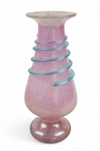 DESIGN GLAS VASE MIT AUFGESCHMOLZENEM GLASFADEN - SELTENE FARBEN - Bild 1 von 4