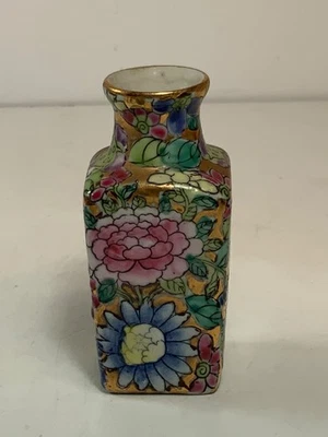 Vaso de porcelana pequeno chinês Nian Qian Zhi longo miniatura pintado à mão 3,5" - Imagem 1 de 4