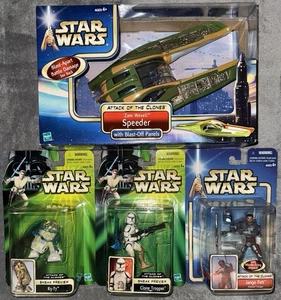 🎉¡LOTE DE COLECCIÓN 2001-02 Star Wars AOTC /4 con R3-T7 y Speeder! 85SW - Imagen 1 de 8
