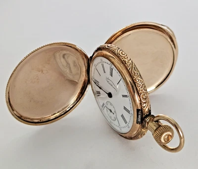 AM. RELOJ BOLSILLO WALTHAM CAZADOR ORNAMENTADO CAJA ORO RELLENO 6 TALLA 7 JOYA - FUNCIONANDO Foto 1 de 4