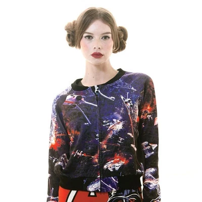 Chaqueta de bombardero We Love Fine Star Wars Galaxy Wars para mujer talla pequeña Foto 1 de 4