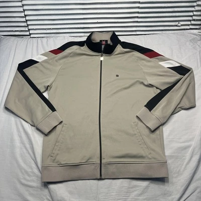 Chaqueta Quiksilver Para Hombre XL Beige Negro Rojo Pista Cremallera Completa Atlética Estilo Retro Foto 1 de 4
