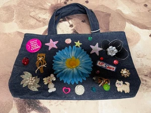 Vintage Lancôme Exclusive Denim Tote Bag mit DIY Vintage Verzierungen - Bild 1 von 11