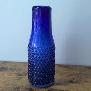 large Mid Century Colbat Blue Glass Hobnail Vase - Picture 1 of 8
