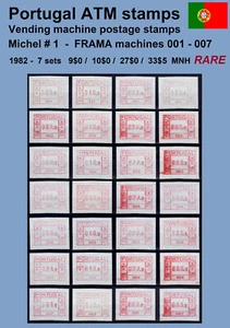 Portugal ATM 001-007 / 1982 / 7x sets 9.0/10.0/27.0/33.5 MNH / FRAMA Etiquetas - Bild 1 von 6