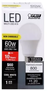 FEIT - 800-Lumen, 10W A19 LED Light Bulb, 60W Equivalent (6 pk) - Picture 1 of 2