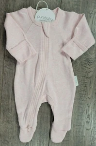 Baby Girl New Pure Baby Preemie Light Pink Organic Footed Outfit - Picture 1 of 3