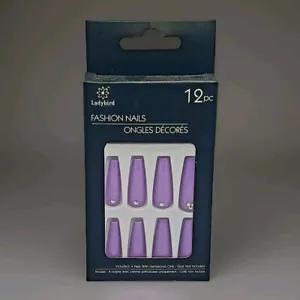 Unghie Moda Viola Con Pietre Preziose Trasparenti 12 Pezzi Colla Su Unghie Nuovo - Foto 1 di 2