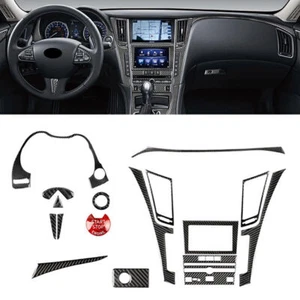 16Pcs Carbon Fiber Full Interior Kit Set Cover Trim For Infiniti Q50 Q60 2014-19 - Picture 1 of 12