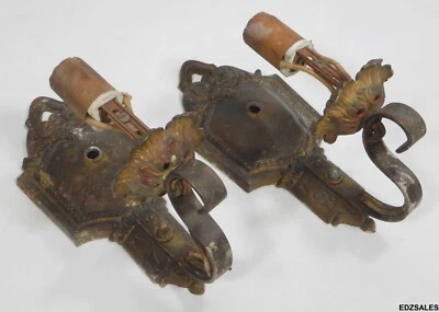 2 Vintage Ornate Single Arm Metal Wall Sconces - Image 1 of 4