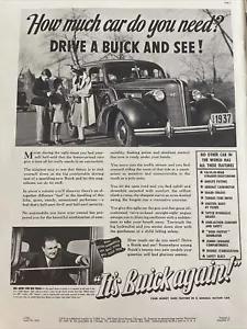 Anuncio impreso de automóvil Buick 1937 vintage, ¡es Buick otra vez! - Imagen 1 de 1