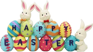 Easter Bunny Carrots Resin Centerpiece Decor with the Word Spring Decoration Tab - Picture 1 of 12