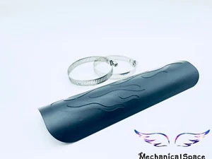 NEW Black Flame Exhaust Muffler Pipe Heat Shield Cover Heel Guard 4 Motorcycle  - Imagen 1 de 2