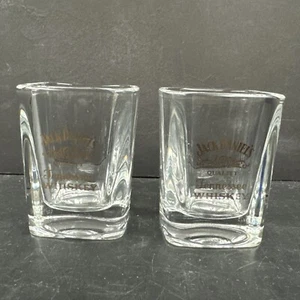 Set of 2 Jack Daniels Tennessee Whiskey Square Heavy Glass Shot Glasses Sipping - Picture 1 of 8