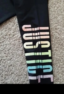 Justice Girl Glitter Logo Active Leggings Size 6 New - Picture 1 of 3