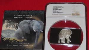 2021 Solomon Islands Animals of Africa ELEPHANT NGC Reverse PF 69 Silver 999 wow - Picture 1 of 6