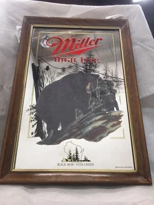 *NEU* Vintage 1991 Miller Bier Holzrahmen Spiegel "Schwarzbär" 15 1/4" x 22 1/4" - Bild 1 von 8
