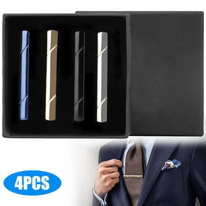 4pcs Gentleman Men's Necktie Tie Clip Bar Clasp Clamp Pin for Wedding Business - Picture 1 of 9