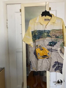 CAMICIA TORI RICHARD HAWAIANA GRANDE ABBOTTONABILE CONVERTIBILE yelloCARTOP DOWN L USA - Foto 1 di 6