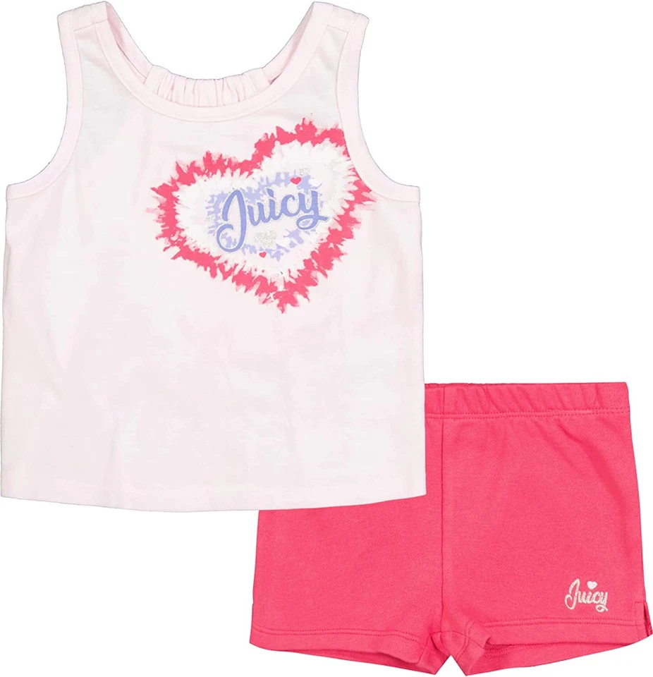 Conjunto curto Juicy Couture bebê-meninas 2 peças gelo pálido 2T 3T 4T 4 5 6X 7 8/10 12 - Imagem 1 de 1