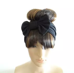 Diadema de arco negro. Banda para el cabello con arco elástico. Envoltura de cabeza. Envoltura para el cabello. Cubierta para el cabello. - Imagen 1 de 2