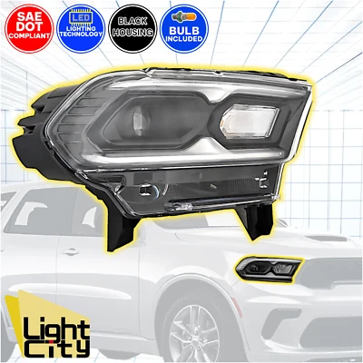 [LED w/Halogen Signal] For 2021-2024 Dodge Durango Black Passenger Headlight RH - Image 1 of 4