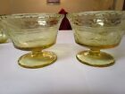 Antique Yellow Glass Etched Pudding Bowl retro rare