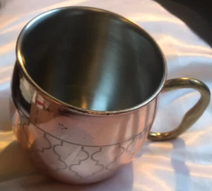 Moscow Mule Mug Stainless Steel Cooper Finish Brass Handle Geometric Design - Bild 1 von 7