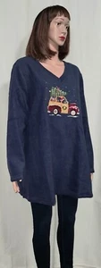 Quacker Factory Holiday Sweater, Navy Blue, 2X - Picture 1 of 3