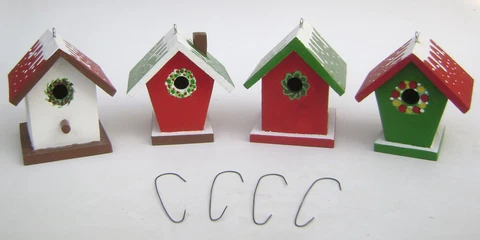 Christmas Decorations - Miniature Birdhouse Set of 4 Cover