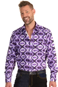 Comycom Herren 70er Langarm Hemd violett - Bild 1 von 5