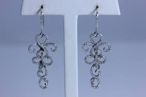 14K Weißgold Vintage 1,17ctw I1/I Diamant Chandelier Ohrringe 2"- 12531-45 - Bild 1 von 7