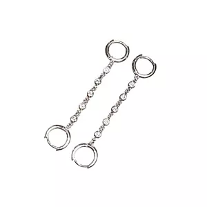 PAVOI Dangle Drop Earrings Crystal Chain Hoop Earrings Silver Tone - Picture 1 of 4