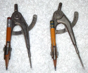 2 60er Jahre E. Faber USA #1756 Kompass Winkelmesser mit Vintage #2 Bleistiften MUSD - Bild 1 von 3