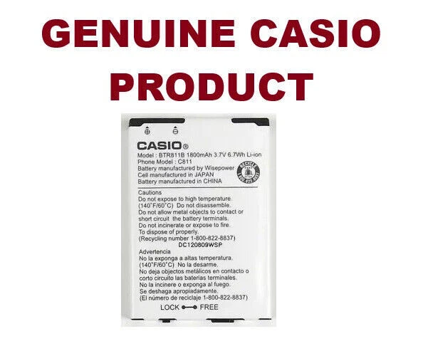 New Casio BTR811B 1800mAh for Casio G'Zone Casio Commando 4G LTE / C811 - Image 1 of 1