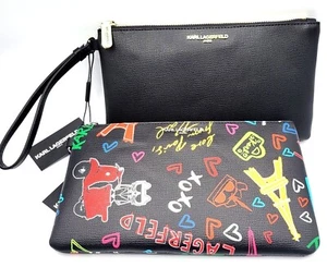 Karl Lagerfeld Paris Graffiti Wristlet Pouch Clutch Bag Choose Your Theme NWT  - Picture 1 of 9
