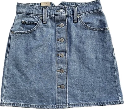 Levi's Women's Notch A-line Button Front Mini Skirt Size: 25 - Image 1 of 4