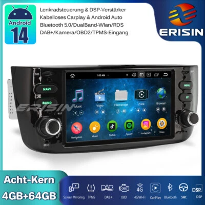 64GB Android 14 Autoradio GPS CarPlay RDS DAB+ Wifi Für Fiat Grande Punto Linea - Bild 1 von 4